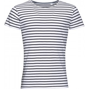 T-SHIRT M/M RISCAS MILES MEN BRANCO/AZUL ESC
